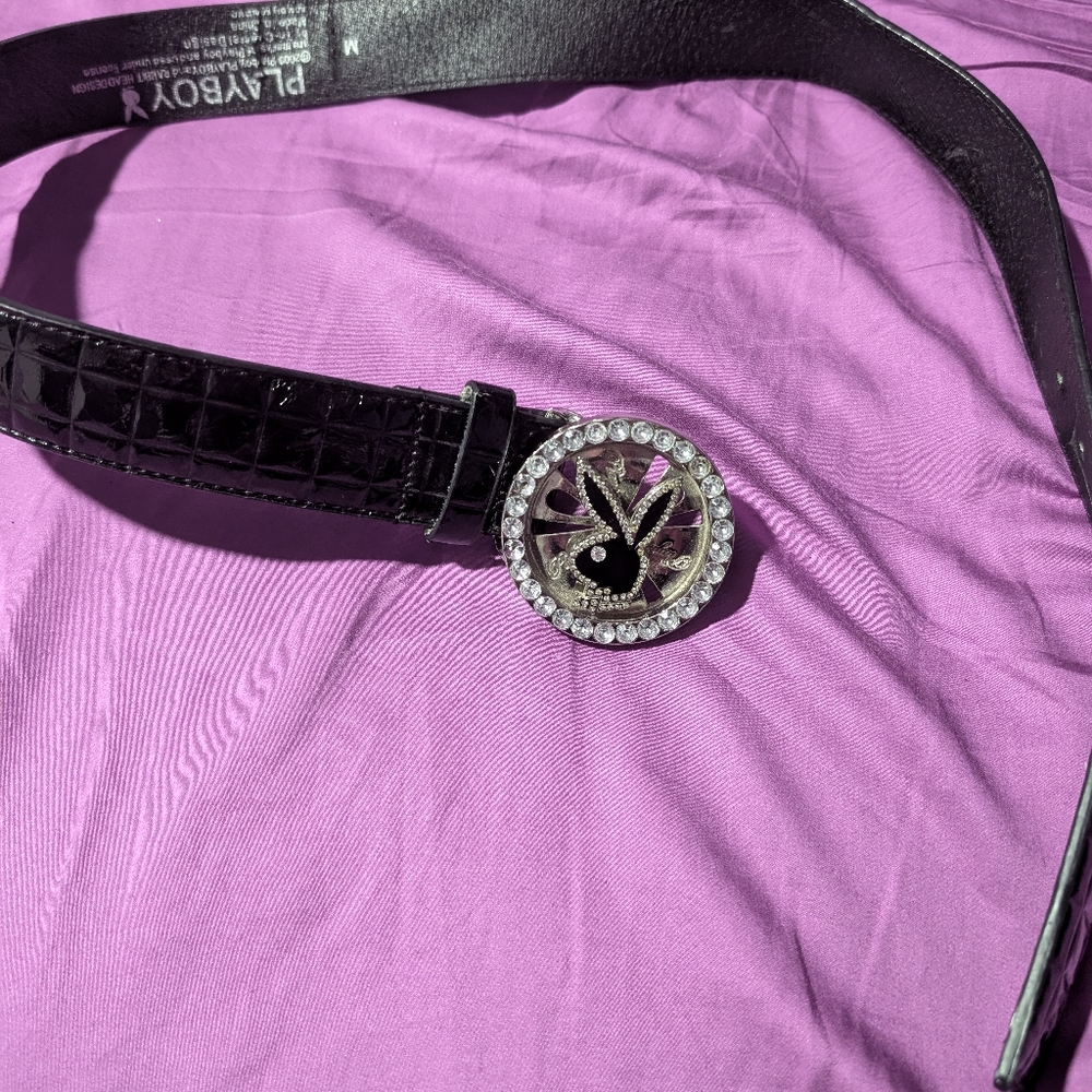 Black Playboy Belt with Silver Buckle